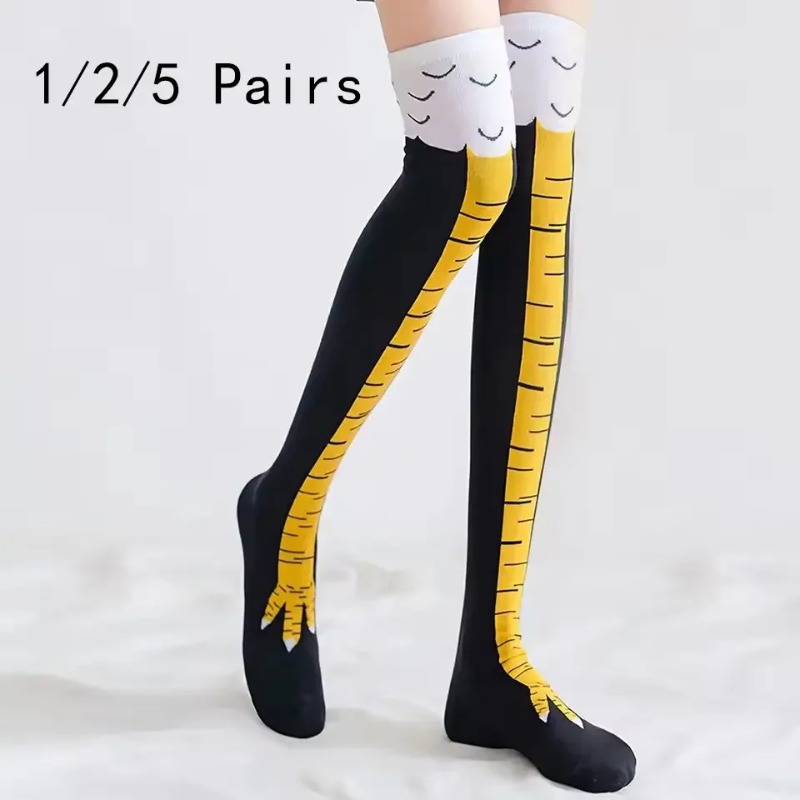 1/2/5 Pairs Women Knee High So - Funny Chicken Leg Socks review and price