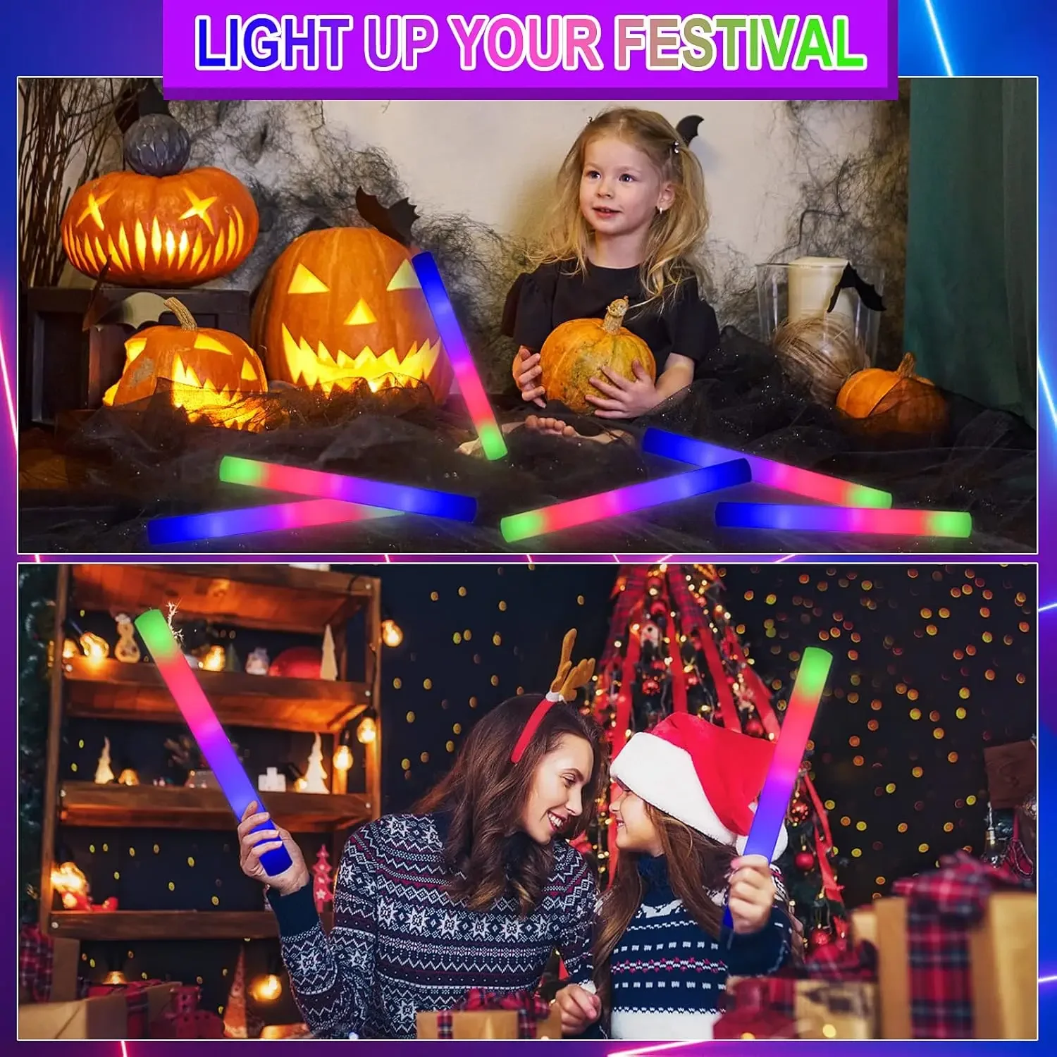 3Z-50PCS Led Foam Glow Sticks  - Flashing Led Foam Sticks Party review and price