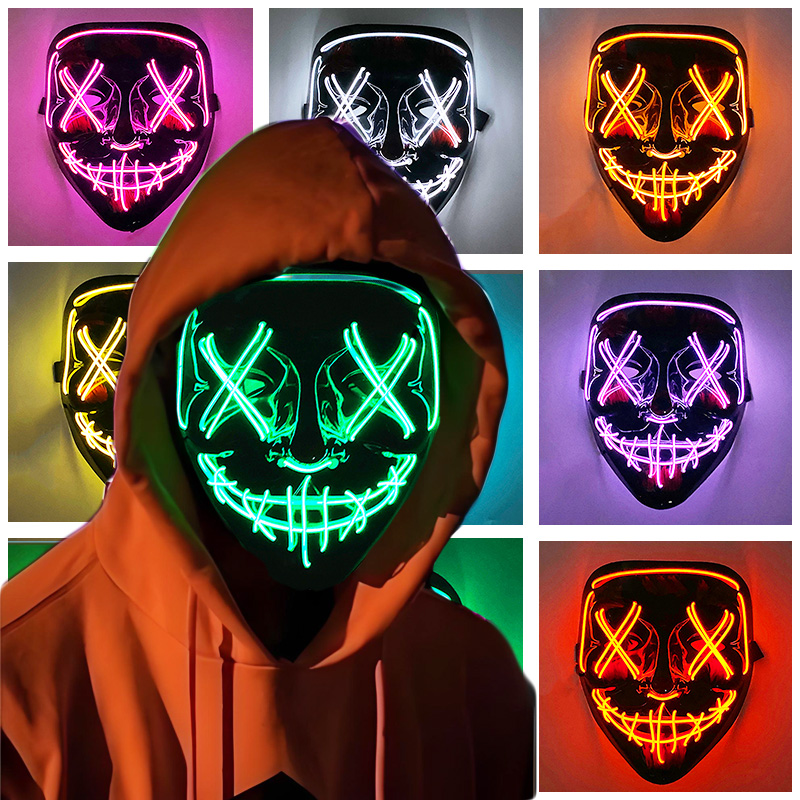 Glowing Cosplay EL Wire neon M - Led Purge Mask Halloween review and price
