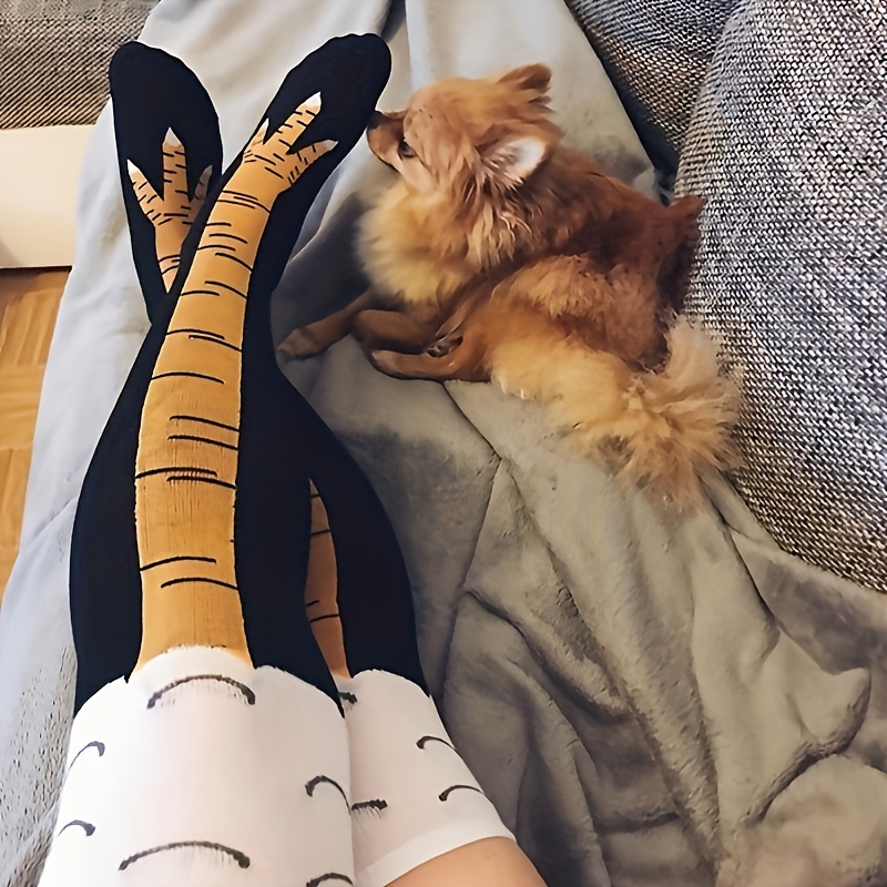 1/2 Pairs Women Knee High Sock - Funny Chicken Leg Socks review and price