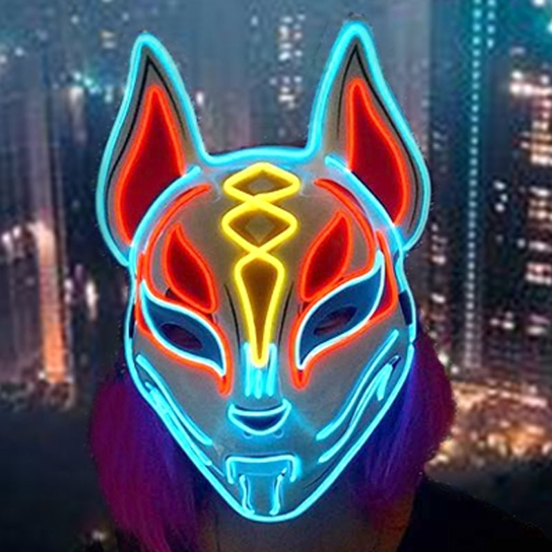 Glowing  Demon Slayer Mask Cos - Led Purge Mask Halloween review and price