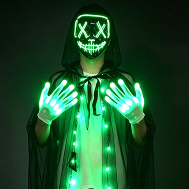 LED Skull Mask Light Up Gloves - Led Purge Mask Halloween review and price