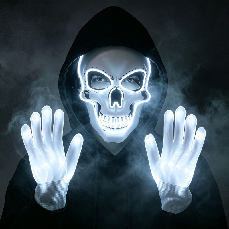 LED Skull Mask Light Up Gloves - Led Purge Mask Halloween review and price
