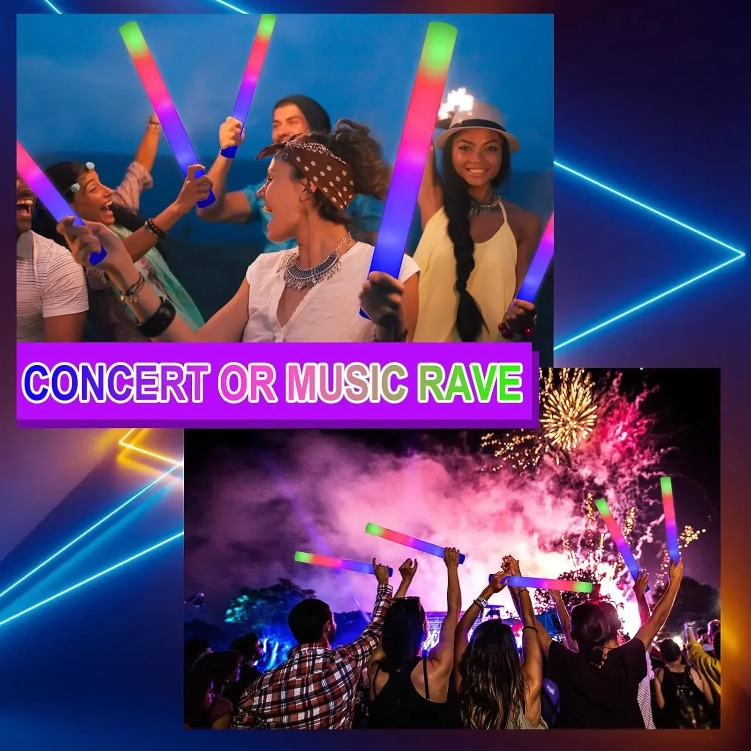 2Z-50PCS Led Foam Glow Sticks  - Flashing Led Foam Sticks Party review and price