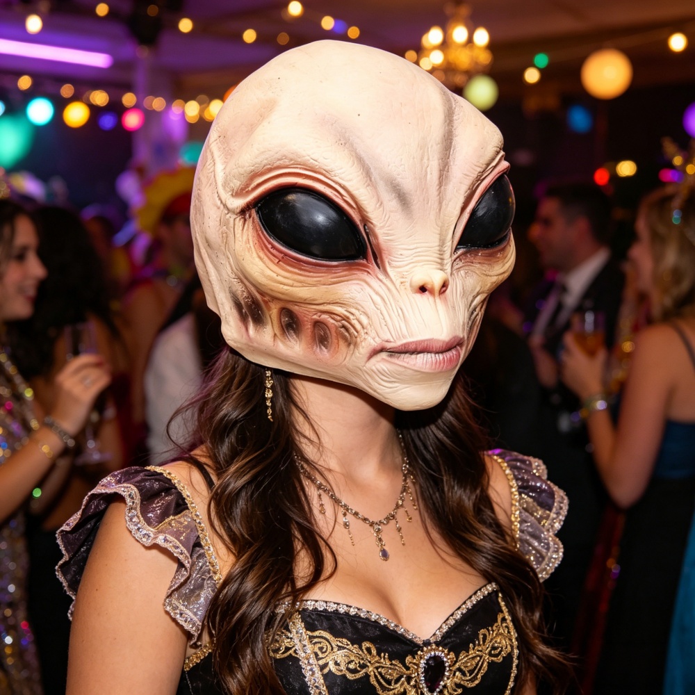 Halloween Alien Mask Party Cos - Latex Alien Mask Realistic review and price
